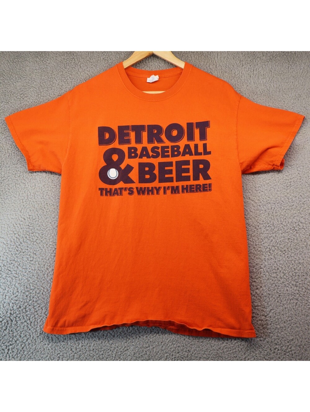 Detroit Tiger T-Shirt MLB Baseball Men Large Orange Beer Vtg